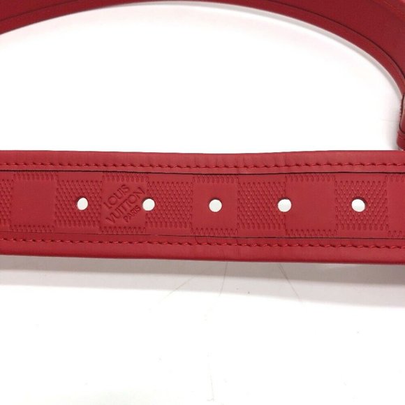 LOUIS VUITTON Damier Infini Ceinture stamp belt Leather Red/SilverHardwar main image 4